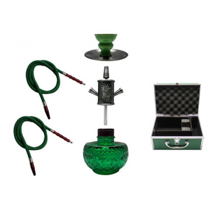 Water-Pipe - Classic Hookah Pipe - Dragon - with 2 X Hoses + Aluminum Case (approx 220mm)